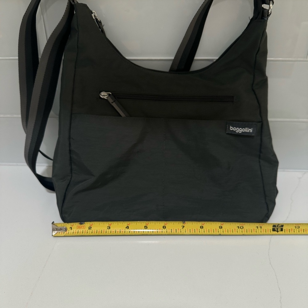 Baggallini Womens Black Nylon Adjustable Stripe Strap Hobo Travel Crossbody bag - Picture 11 of 12